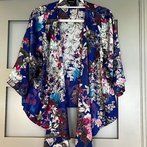 BEBE TROPICAL BLUE KIMONO sz XS